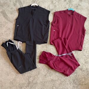 Figs Burgundy and Black Maternity set